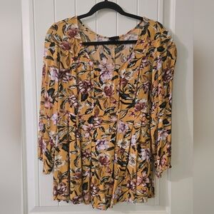 Torrid Yellow Floral Top Size 2